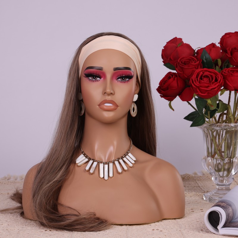 Body Jewelry Store - PVC製ハーフボディマネキンヘッド、赤いアイシャドウとまつげ付き、ウィッグジュエリー用マネキンヘッド、サロン小売店ウィンドウディスプレイ用