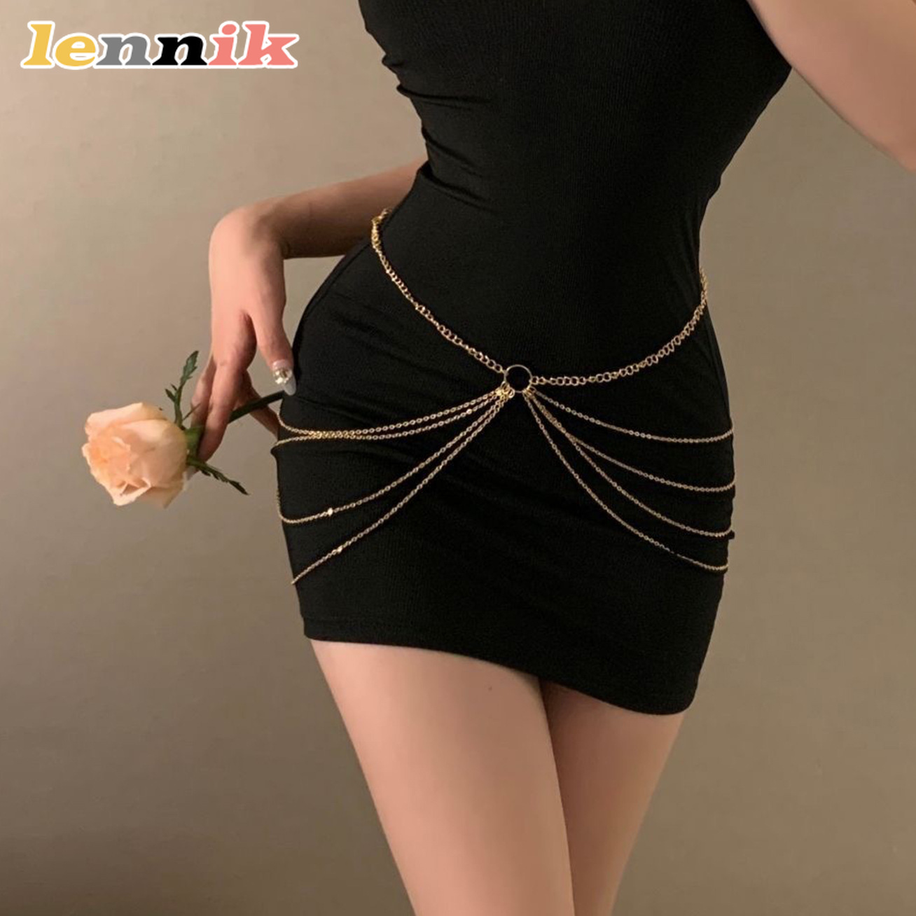 Body Jewelry Waist Chains - LENNIK タッセルメタル多層ウエストチェーン、女性用 3D メタルタッセルデザイン、音楽フェス/集まりの必需品、トレンディ
