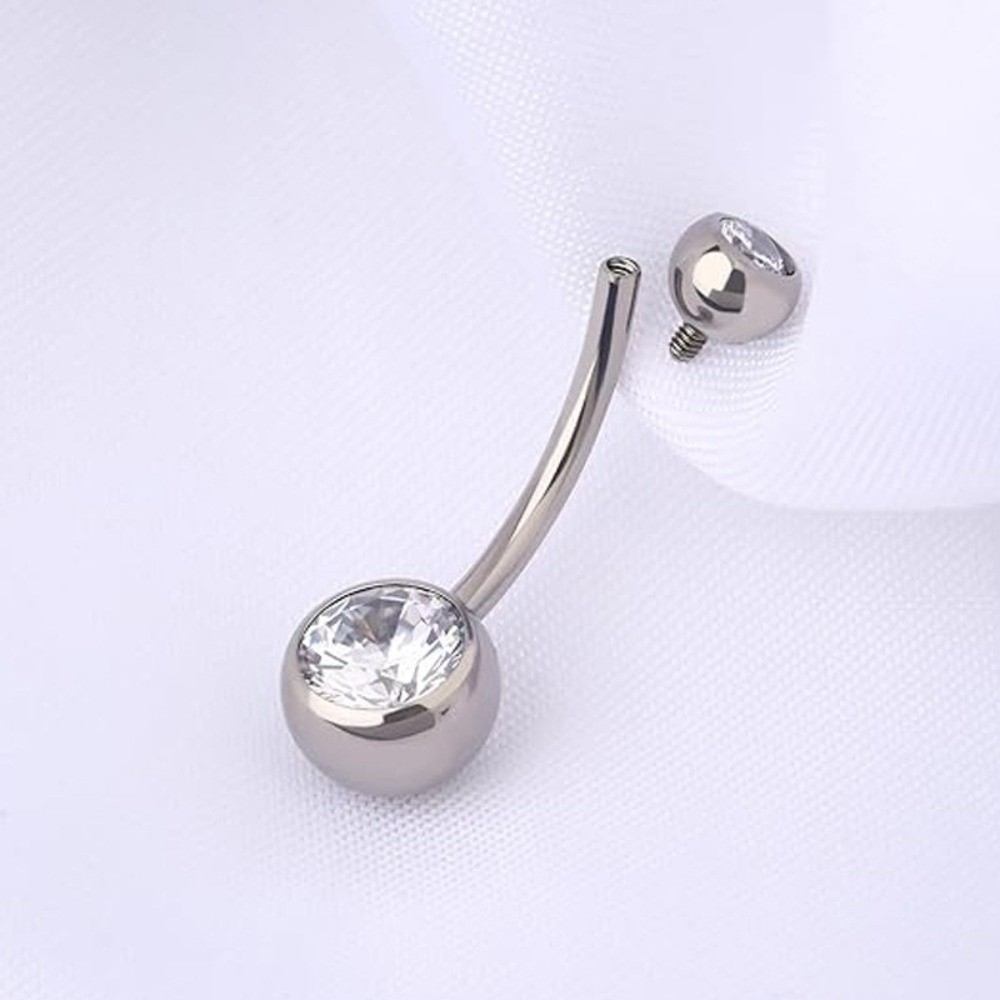 Body Jewelry High Quality - 高品質チタン素材へそピアス カーブしたダングルデザイン ベリーピアス ジュエリー ボディジュエリー レディースジュエリー