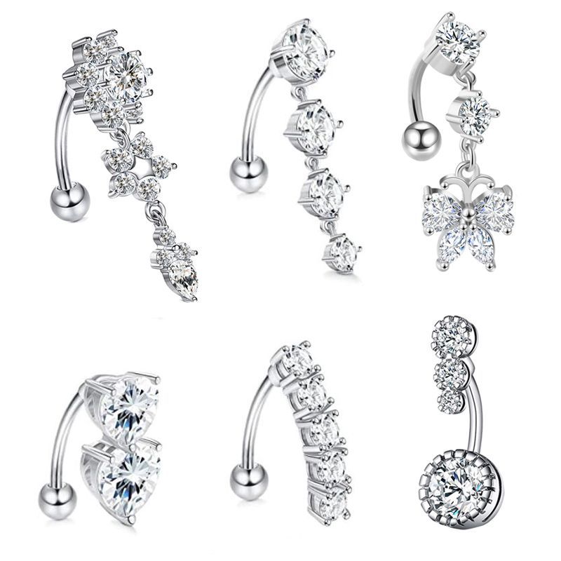 Body Jewelry Surgical Steel - へそピアス ダングルベリーリング サージカルステンレス 14G ベリーボタンピアス 女性用