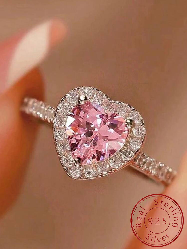 Body Jewelry High Quality - ゴージャスなジルコンロマンチックなラブハートリング女性のための婚約結婚式リアル 925 スターリングシルバー高級高品質ファインジュエリー