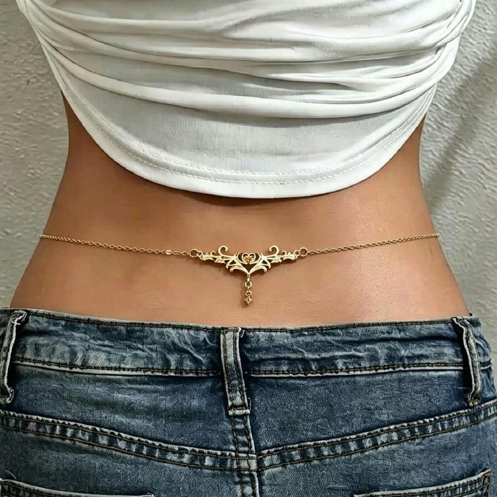Body Jewelry Waist Chains - レディースファッションウエストチェーン エレガントでセクシーなジルコンラブウィングペンダントウエストチェーン ファッション多用途ホリデーアクセサリー 1個