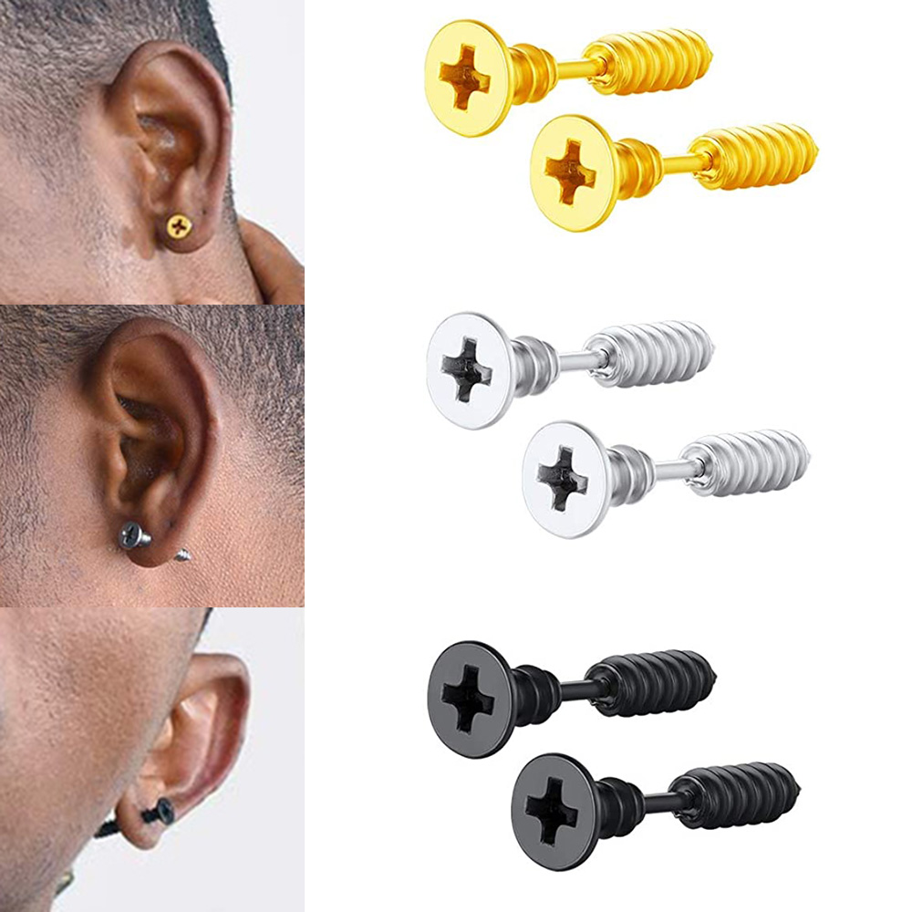 Body Jewelry Surgical Steel - ステンレス鋼のイヤリング,ピアス,ヘリックス,ピアス,イヤリング,スタッド,男性と女性のための,ヒップホップスタイル,2個