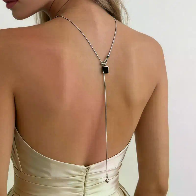 Body Jewelry For Backless Dress - キラキラパールバックチェーンネックレス レディース ロングドロップバックレスボディチェーンジュエリー 結婚式パーティードレスデコレーションギフト