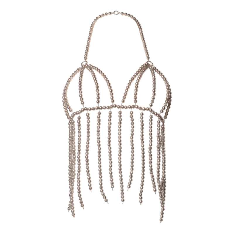 Body Jewelry For Sensitive Skin - 195C スパークリングメッシュボディジュエリー、メッキ調整可能な胸チェーン付き、イブニングドレスや敏感肌の着用者に最適