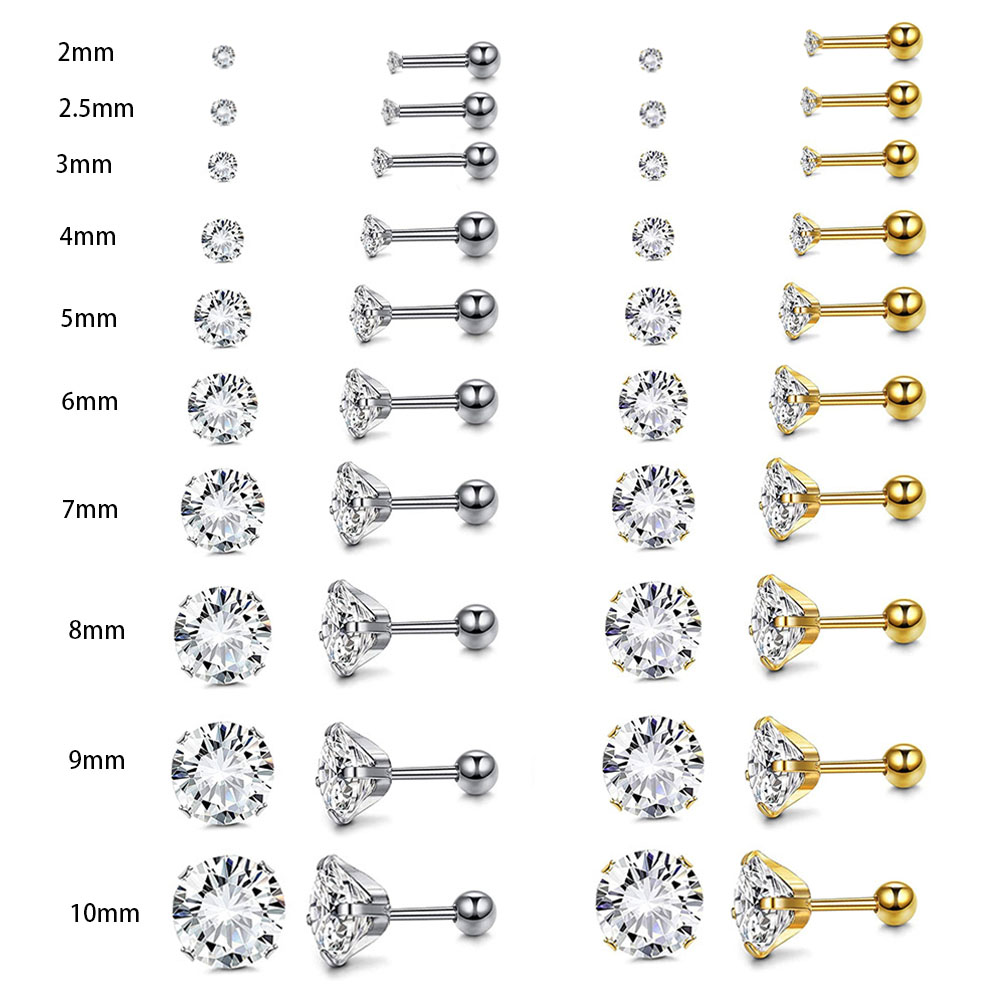 Body Jewelry Surgical Steel - 女性のための金メッキされた丸いジルコニアのイヤリング,外科用鋼のアクセサリー,ヘリックス耳珠,磁気クロージャー,ピアスジュエリー,1ペア