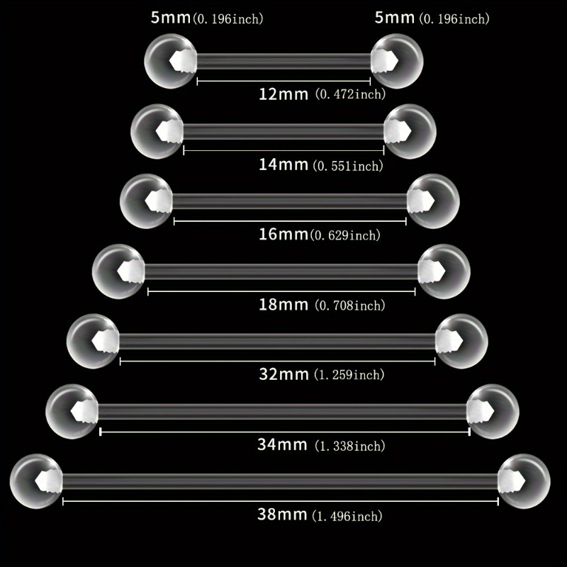 Body Jewelry Store - JKC ストア 10 個アクリルバーベルセット柔軟なクリアボディピアスジュエリー舌乳首軟骨工業用ヘリックス 12-38 ミリメートル