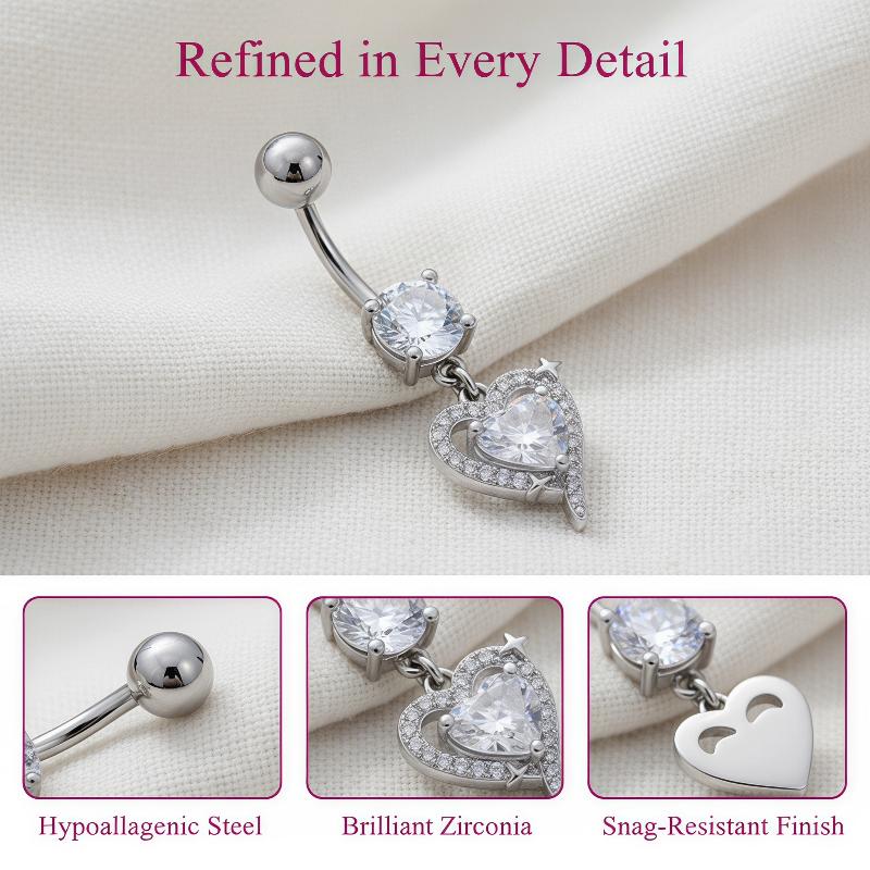 Body Jewelry Surgical Steel - 1 個の絶妙なダングルベリーボタンリングサージカルスチールへそバーベルボディジュエリー誕生日記念日ギフト用