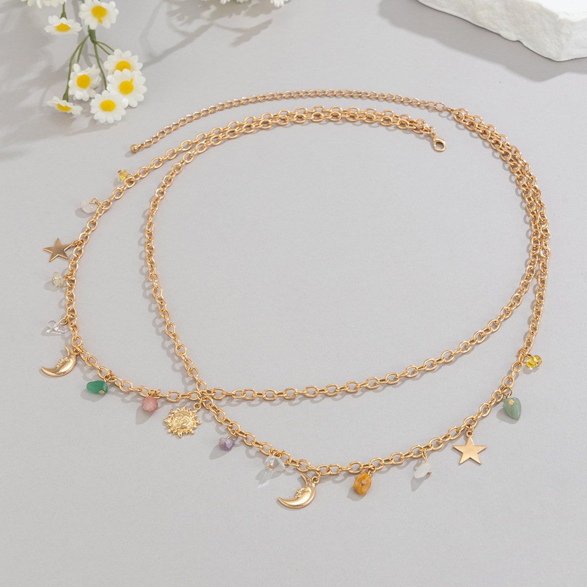 自由奔放に生きるスタームーン太陽ペンダントウエストチェーン  - Body Jewelry Waist Chains のレビューと価格