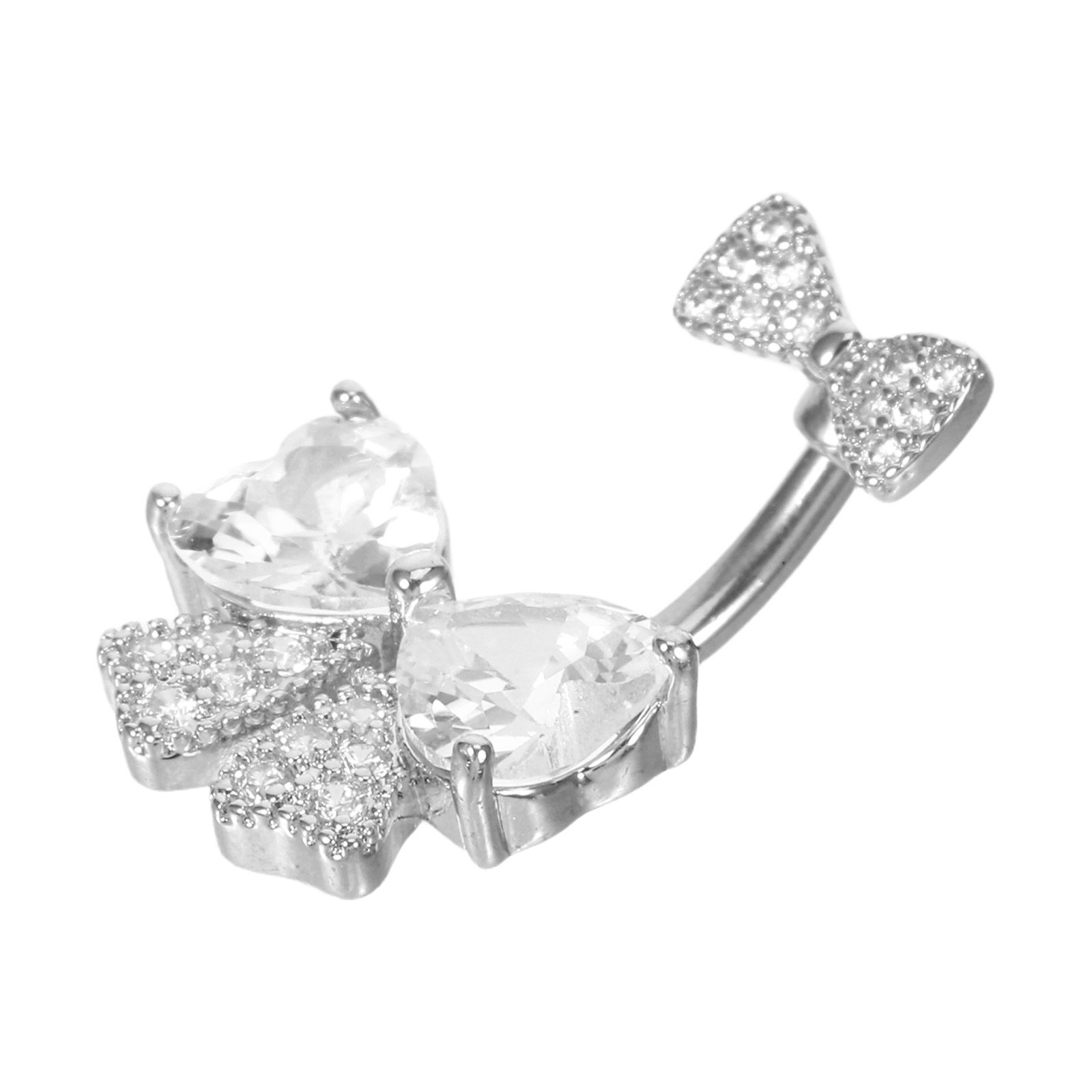 女性用、ステンレス製のボウ（リボン）型のへそピアス。上品なリ - Body Jewelry For Sensitive Skin のレビューと価格