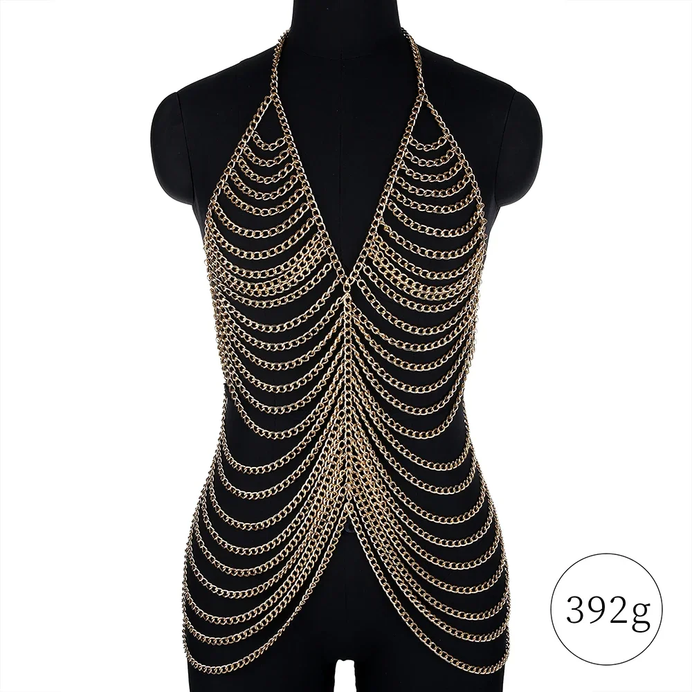 セクシーなメタルボディチェーンドレス女性のファッションブリン - Body Jewelry For Backless Dress のレビューと価格