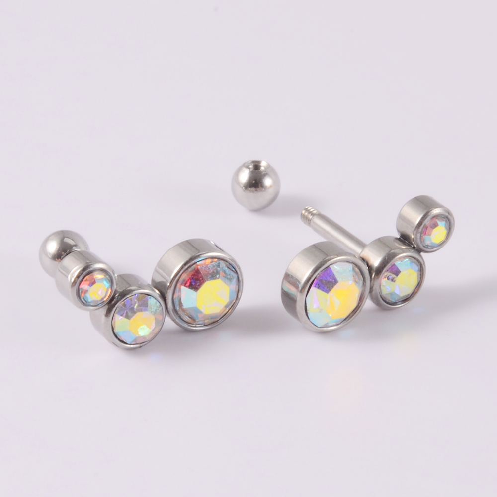 2 個 361 サージカルスチールクリスタル耳珠軟骨イヤリン - Body Jewelry Surgical Steel のレビューと価格