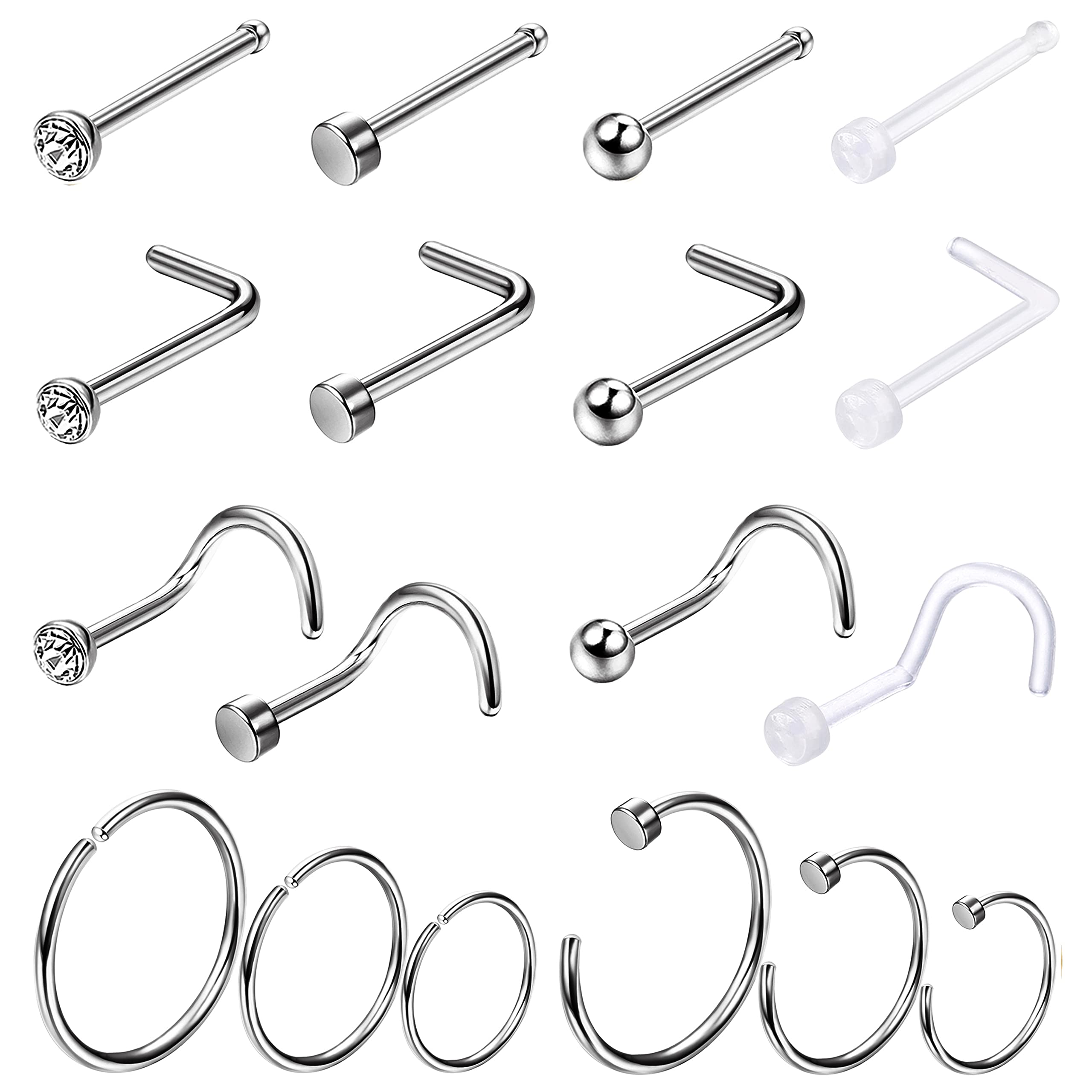 1 個低刺激性鼻リングスタッド敏感肌用 20 グラムフープ女 - Body Jewelry For Sensitive Skin のレビューと価格