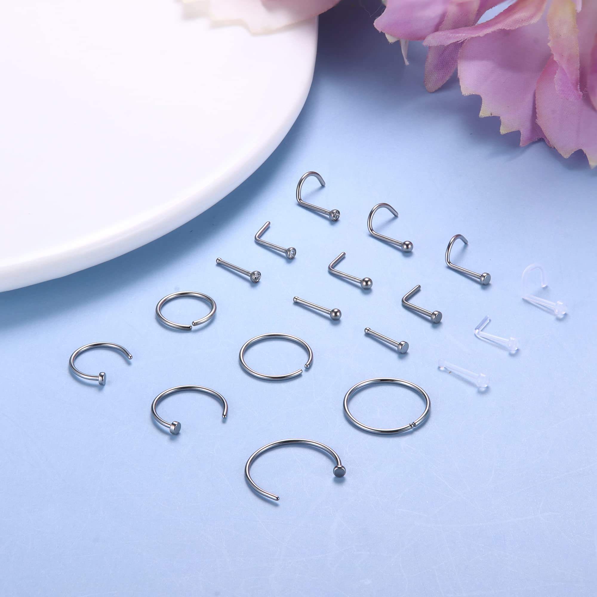 1 個低刺激性鼻リングスタッド敏感肌用 20 グラムフープ女 - Body Jewelry For Sensitive Skin のレビューと価格