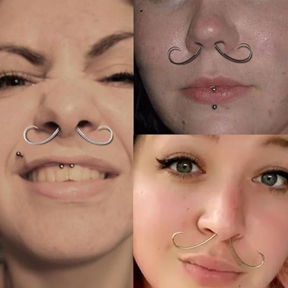 ステンレス製ハンガーボディジュエリー、口ひげセプタムリング、 - Body Jewelry Surgical Steel のレビューと価格