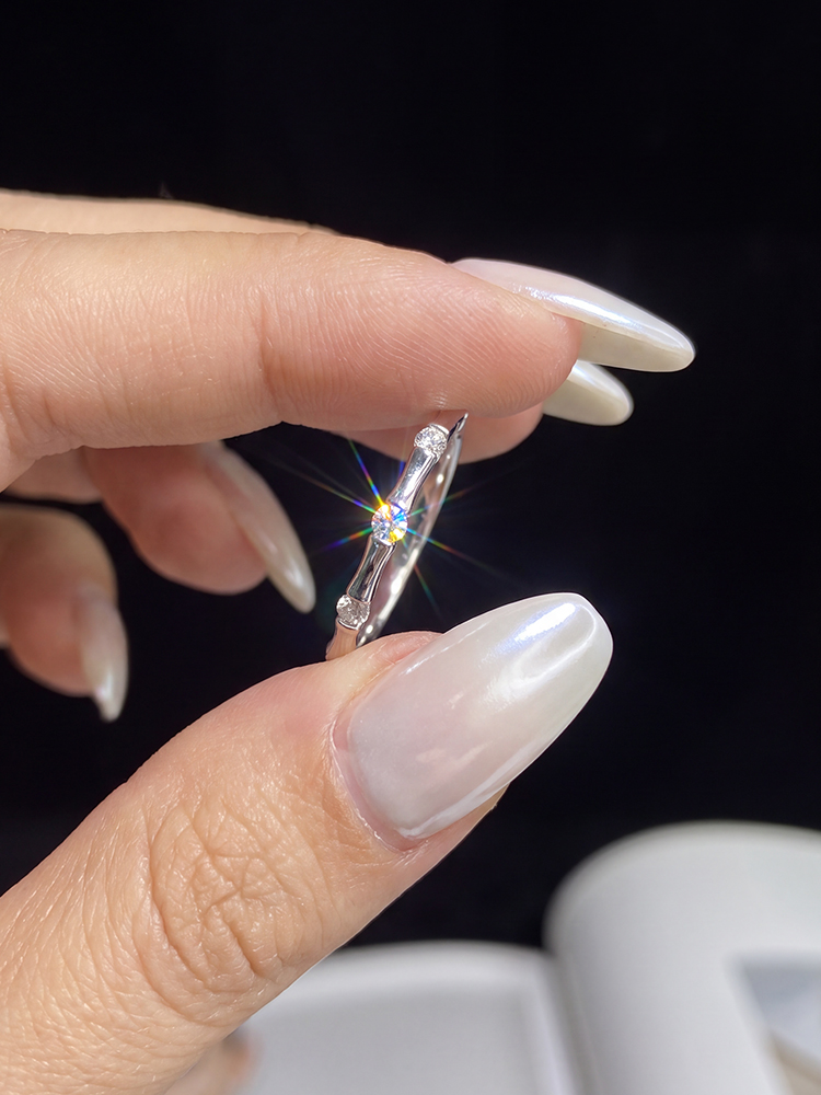 925スターリングシルバー製リアルモアサナイトダイヤモンド竹 - Body Jewelry High Quality のレビューと価格