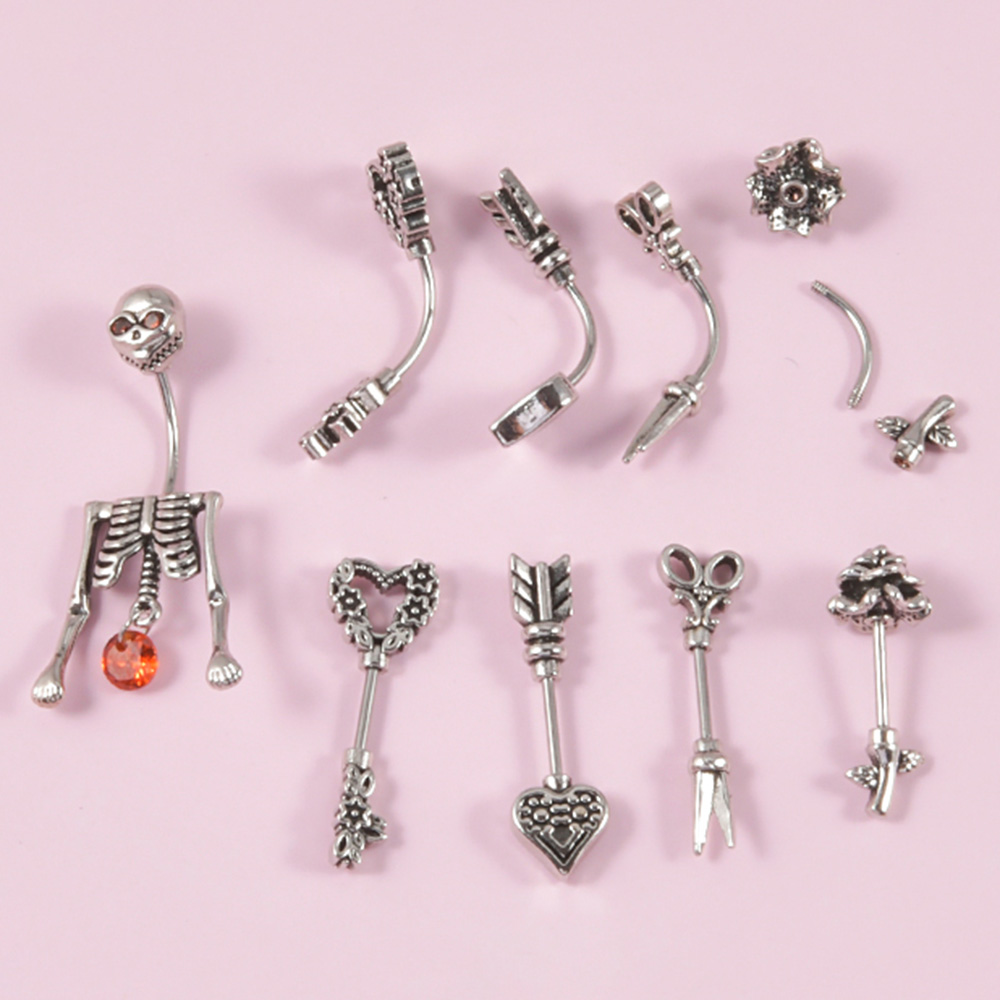 ヴィンテージの外科用鋼製イヤリング,スケルトン,矢印,へそ, - Body Jewelry Surgical Steel のレビューと価格