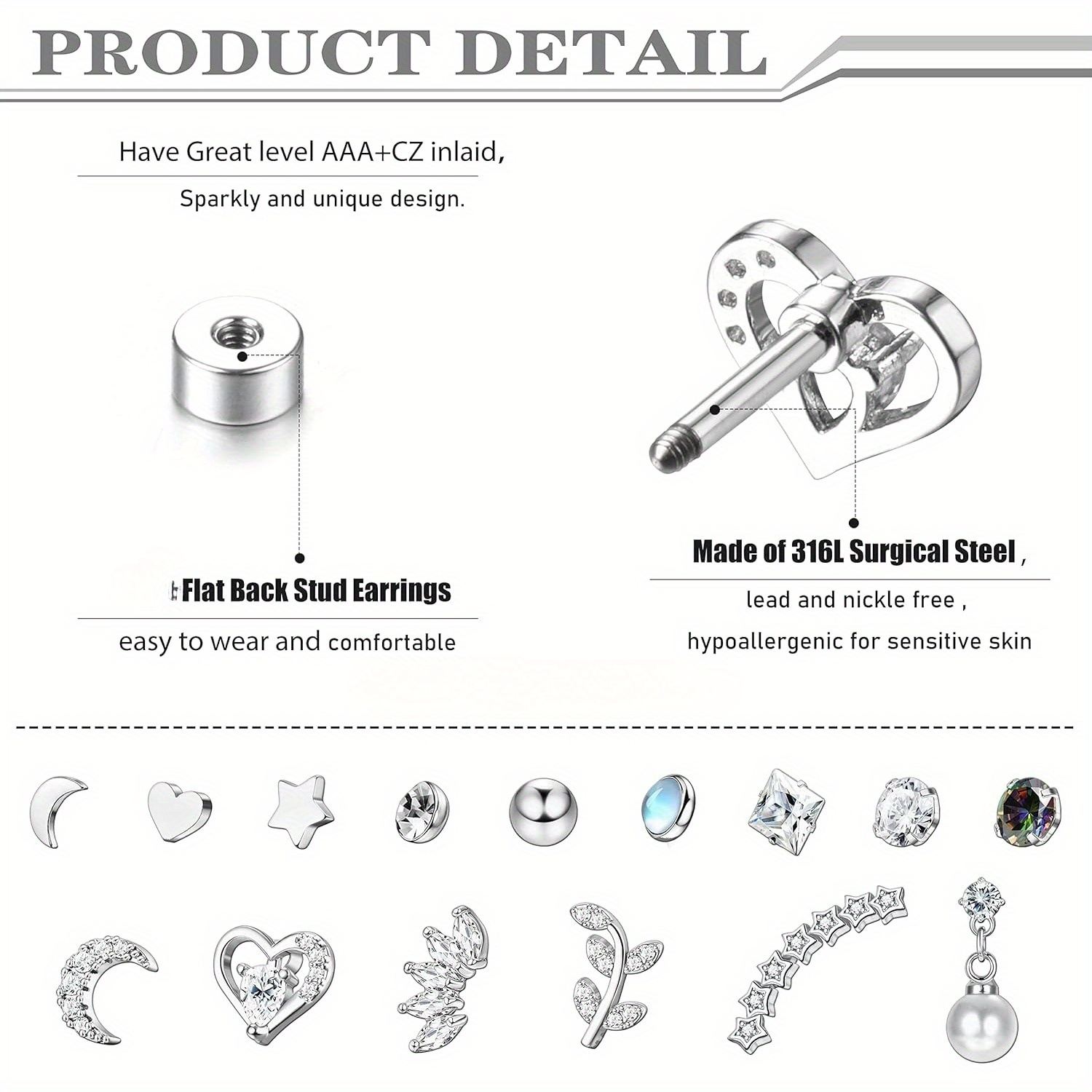 Drperfect ステンレス鋼軟骨スタッドピアス女性のため - Body Jewelry Surgical Steel のレビューと価格