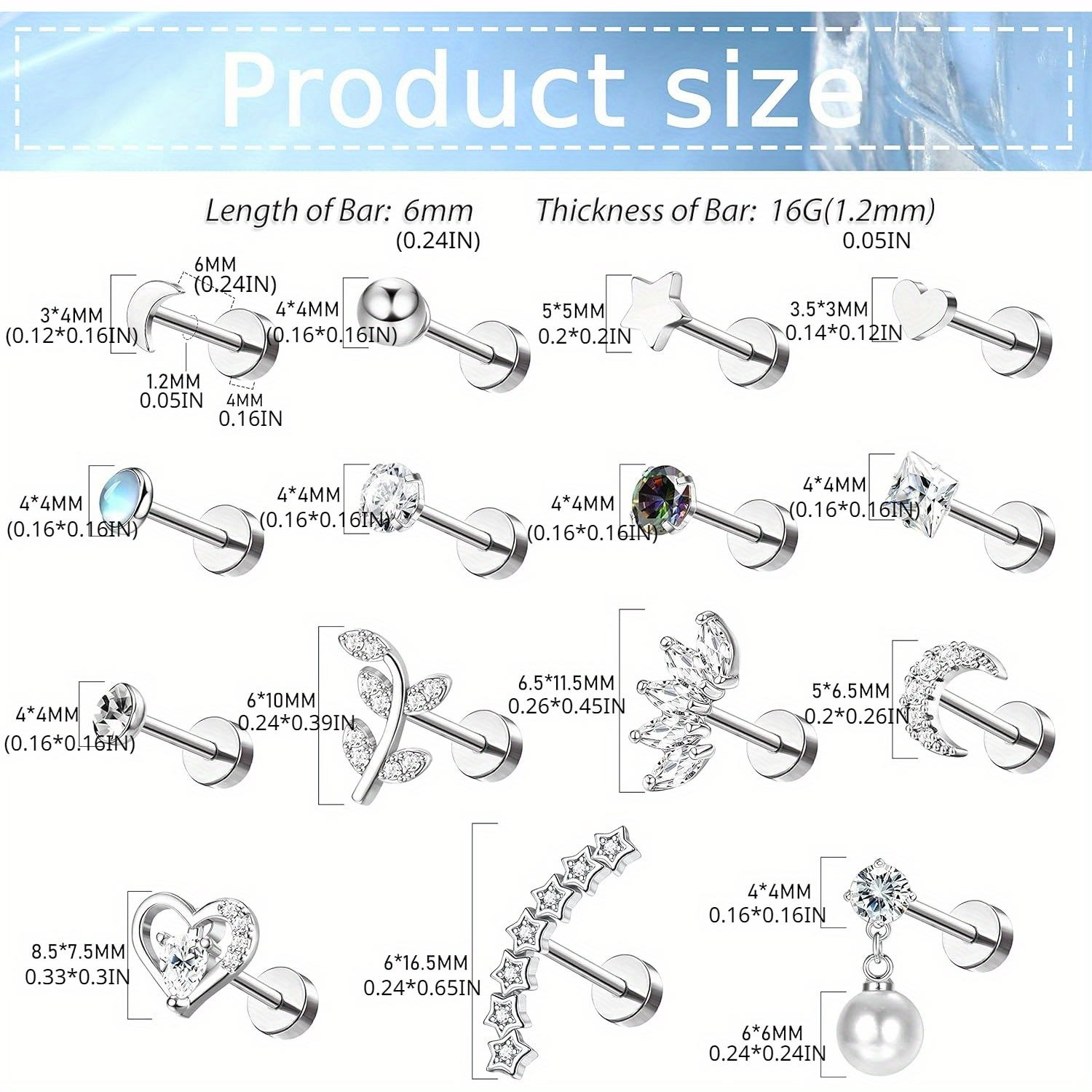 Drperfect ステンレス鋼軟骨スタッドピアス女性のため - Body Jewelry Surgical Steel のレビューと価格