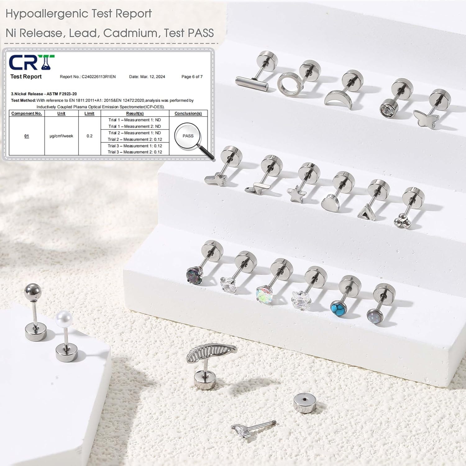Florideco 1 ペア低刺激性フラットバックスタッドイ - Body Jewelry Surgical Steel のレビューと価格