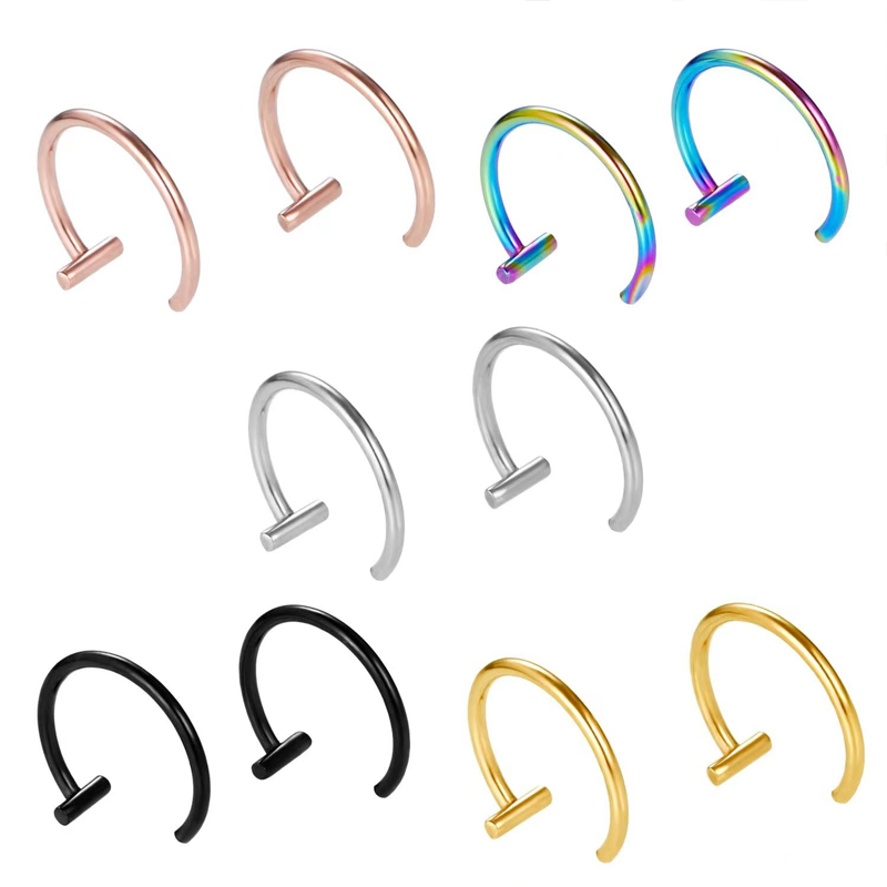 18Gサージカルスチール製リップリング、ハーフフープイヤリン - Body Jewelry Surgical Steel のレビューと価格