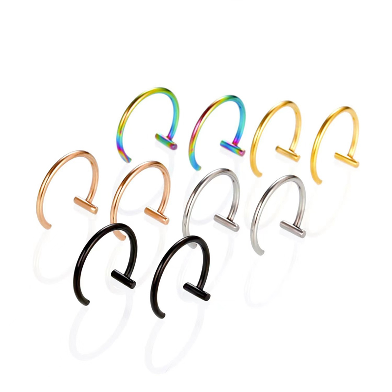 18Gサージカルスチール製リップリング、ハーフフープイヤリン - Body Jewelry Surgical Steel のレビューと価格