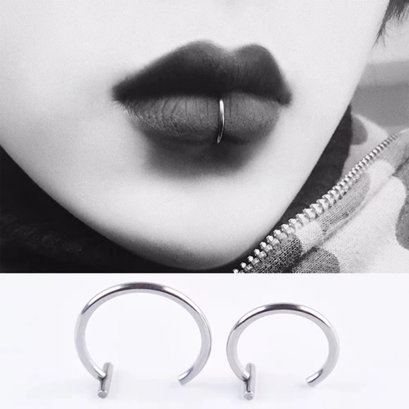 18Gサージカルスチール製リップリング、ハーフフープイヤリン - Body Jewelry Surgical Steel のレビューと価格