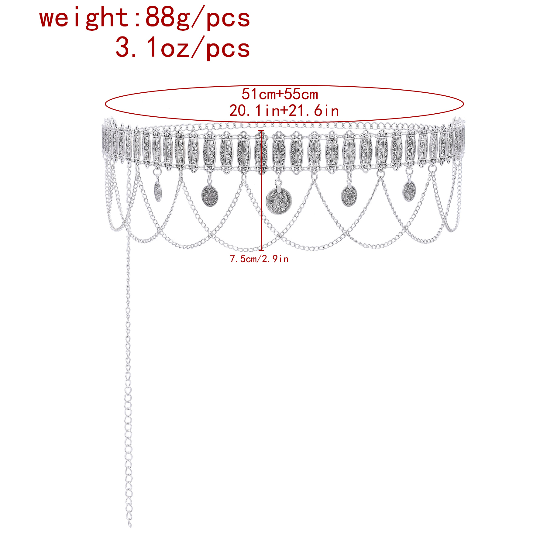 ニッチレトロデザイン シルバー彫刻 幾何学模様 合金 パッチ - Body Jewelry Waist Chains のレビューと価格