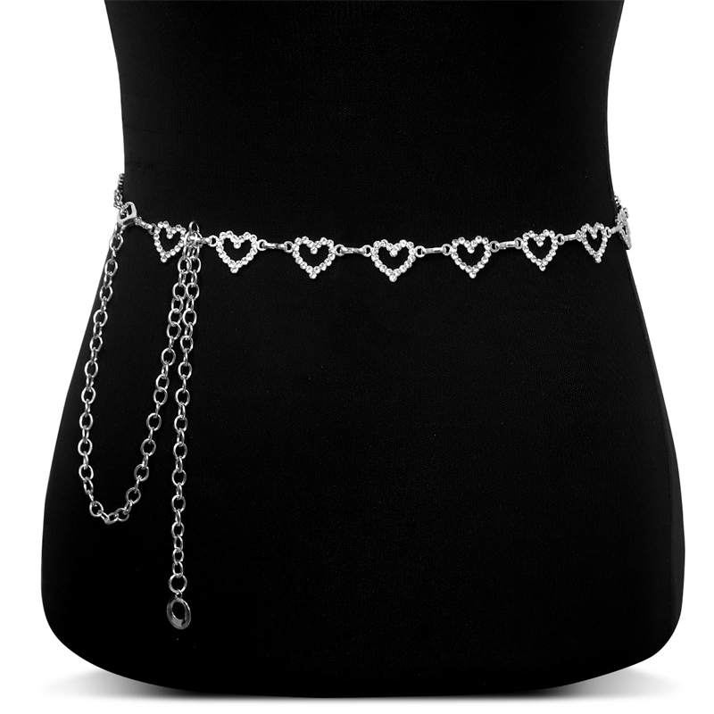 ファッションラインストーンハートウエストチェーン女性用調節可 - Body Jewelry Waist Chains のレビューと価格