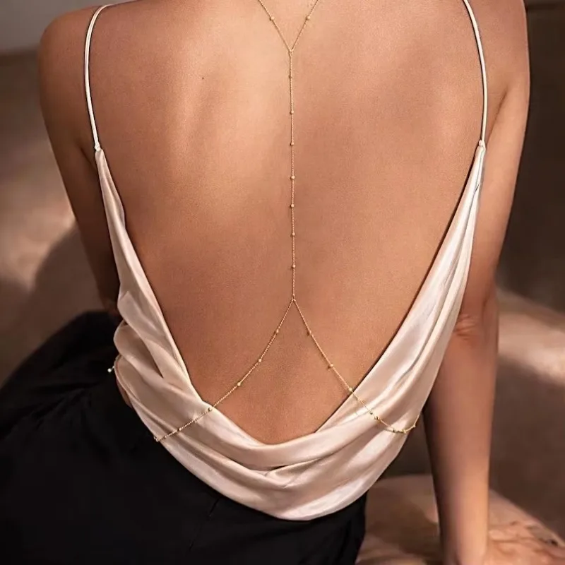 繊細なレイヤードバックストランドボディチェーン、上質なビーズ - Body Jewelry For Backless Dress のレビューと価格