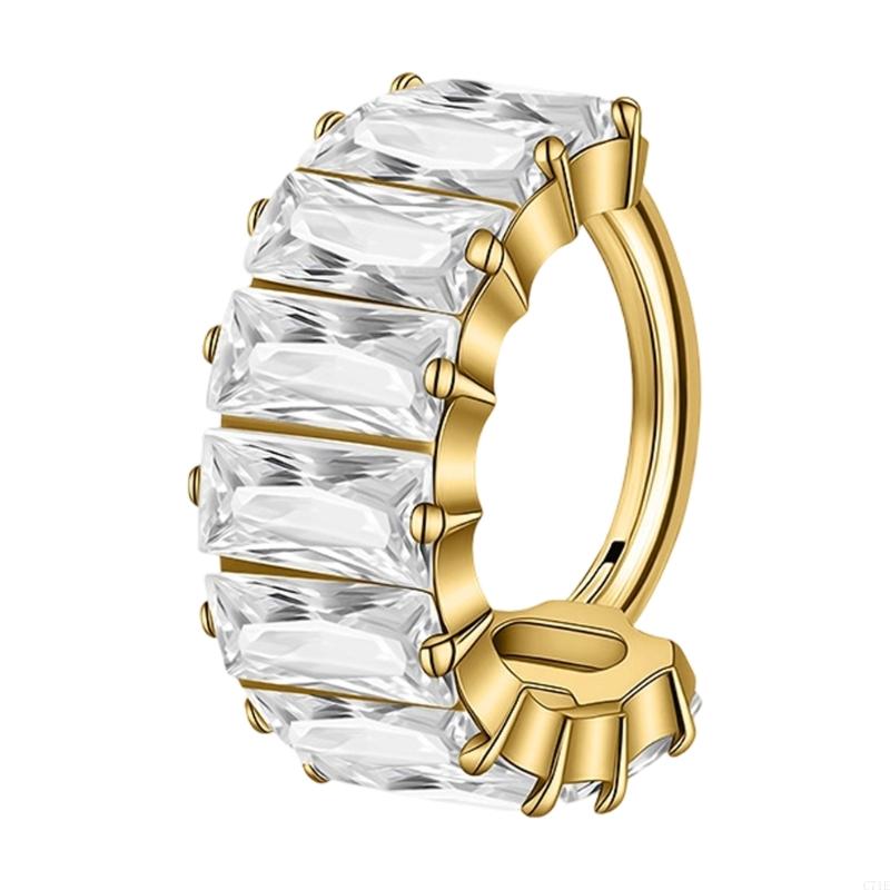 スクエアジルコニア軟骨イヤリングチタン合金鼻セプタムリングア - Body Jewelry For Sensitive Skin のレビューと価格