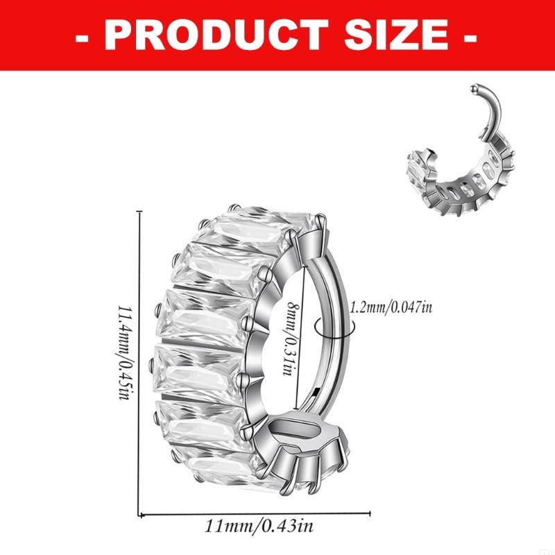 スクエアジルコニア軟骨イヤリングチタン合金鼻セプタムリングア - Body Jewelry For Sensitive Skin のレビューと価格
