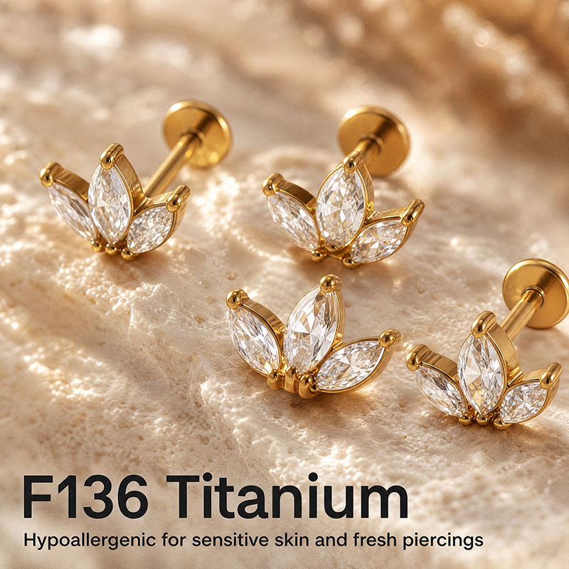F136チタン合金製、穴あきアイライナー型リップリング、ピア - Body Jewelry For Sensitive Skin のレビューと価格