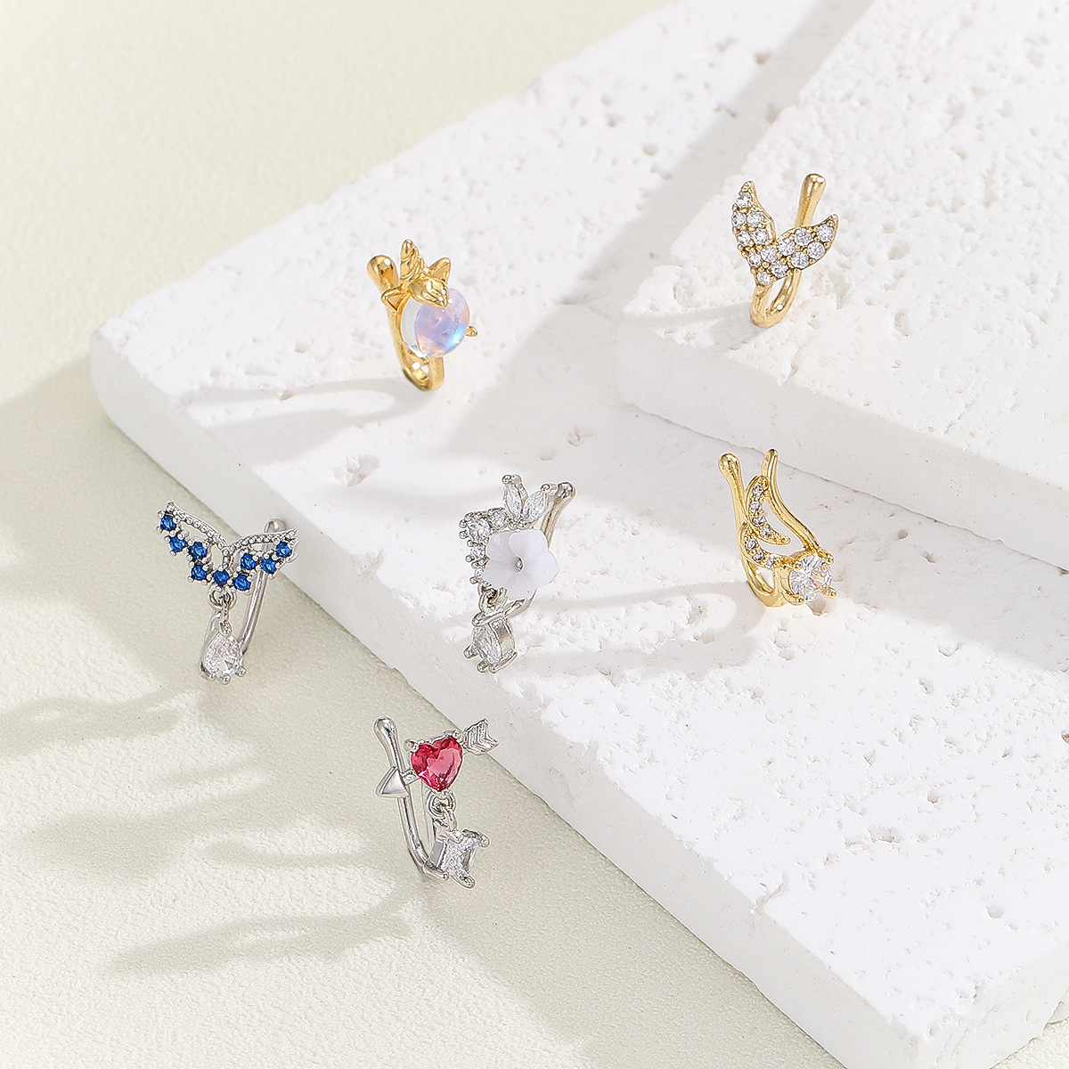 偽の鼻ピアスジュエリー高品質銅製CZノーズカフノンピアスクリ - Body Jewelry High Quality のレビューと価格
