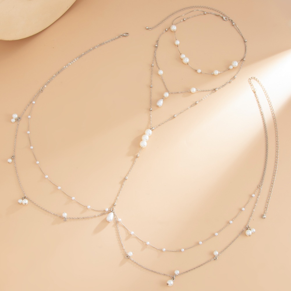 多層模造パールネックレスチェストベリーチェーン一体型ウエスト - Body Jewelry Bulk のレビューと価格