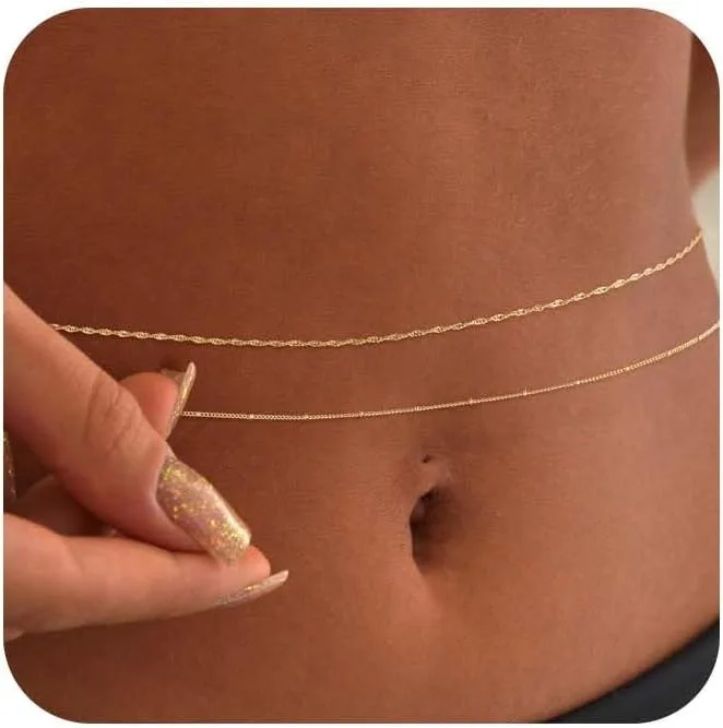 14K金メッキ 26-33インチ 調節可能なウエストビーズチ - Body Jewelry Waist Chains のレビューと価格