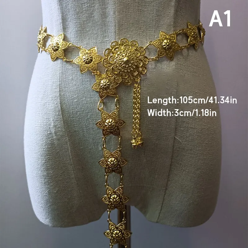 1PC 金属タイウエストチェーン女性タイ Dai ゴールドベ - Body Jewelry Waist Chains のレビューと価格