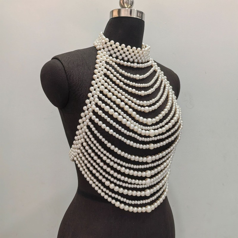 欧米トレンドの重工業風ビーズチェストチェーン、結婚式やパーテ - Body Jewelry High Quality のレビューと価格