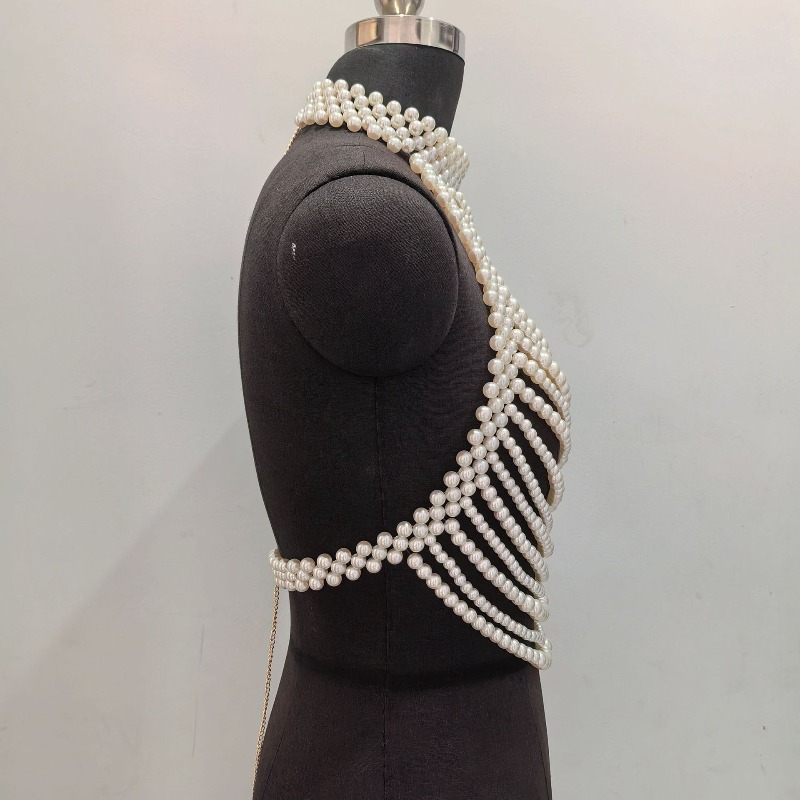 欧米トレンドの重工業風ビーズチェストチェーン、結婚式やパーテ - Body Jewelry High Quality のレビューと価格